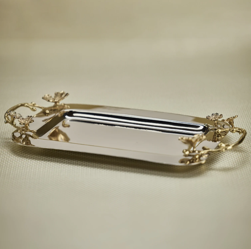 Wide Tavolo Floral Metal Tray