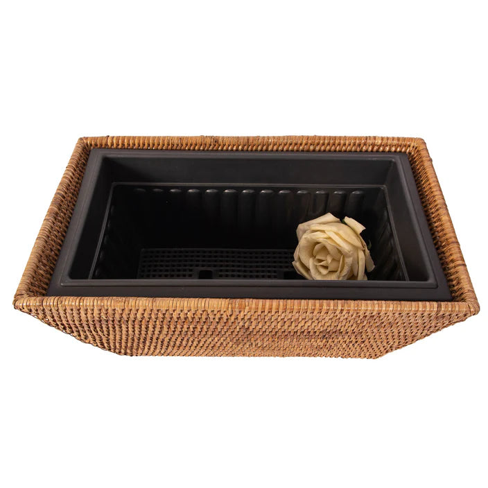Rattan Rectangular Planter w/ Insert