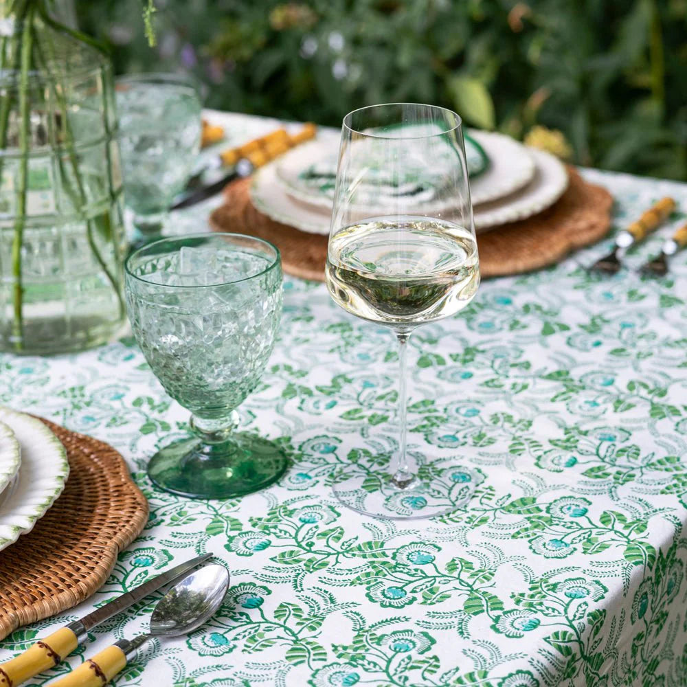 Gardenia Vine Emerald Tablecloth