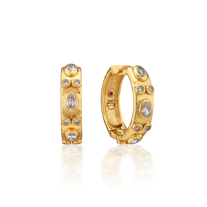 Maharani Huggie Hoop Earrings- Clear CZ