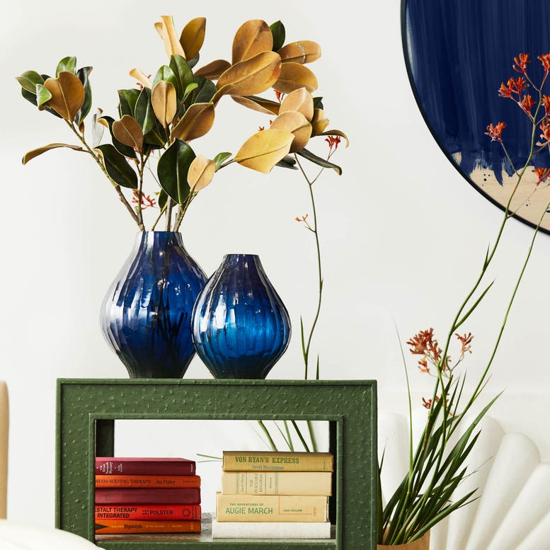 Striated Blue Glass Vase