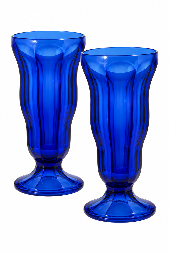 Cobalt Blue Milk Glass Pair