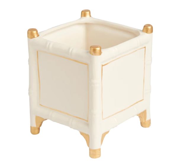 White Bamboo Cachepot- Large