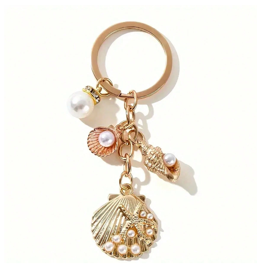 Gold Ocean Bag Charm Keychain