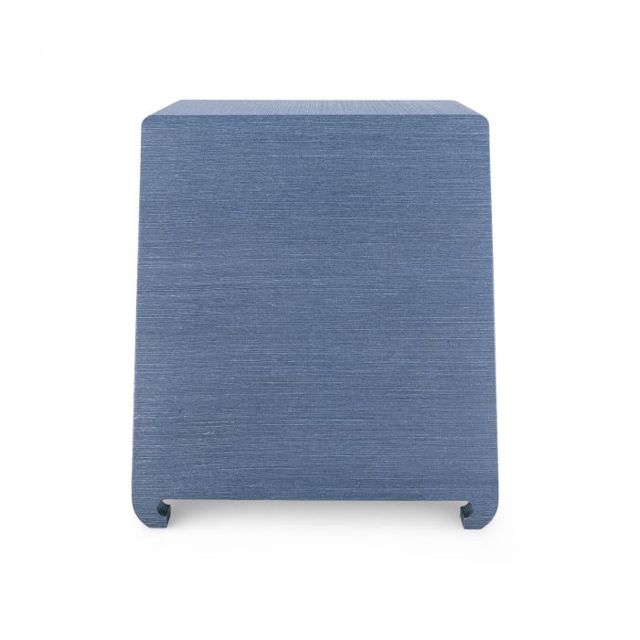 Navy Grasscloth 2-Drawer Side Table