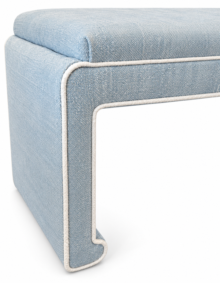 Ming Style Upholstered Bench in Atlantic LB