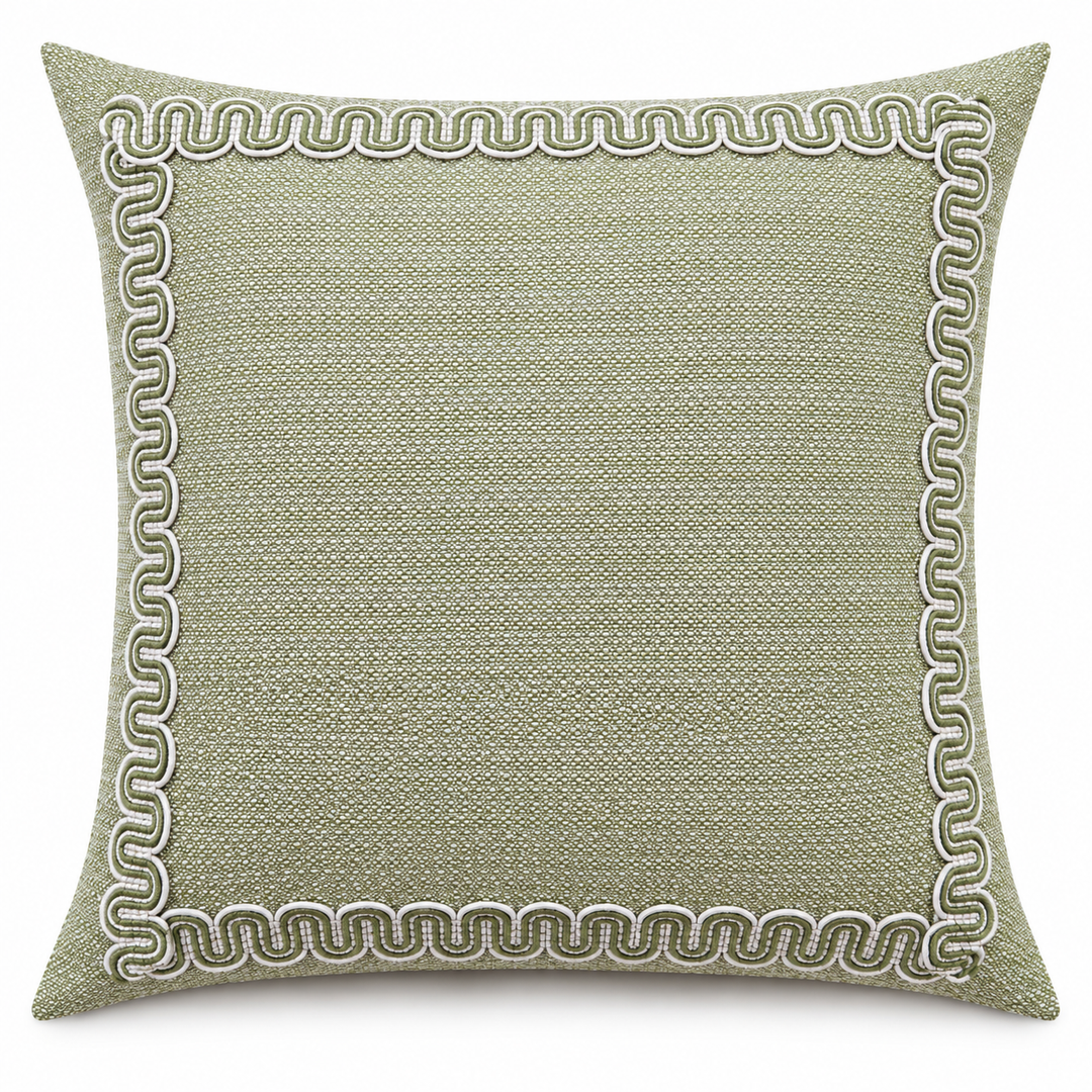 Tahiti Tweed Outdoor Pillow w/ Banding - Palm