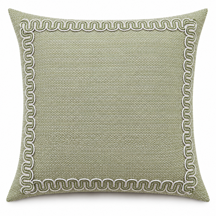 Tahiti Tweed Outdoor Pillow w/ Banding - Palm