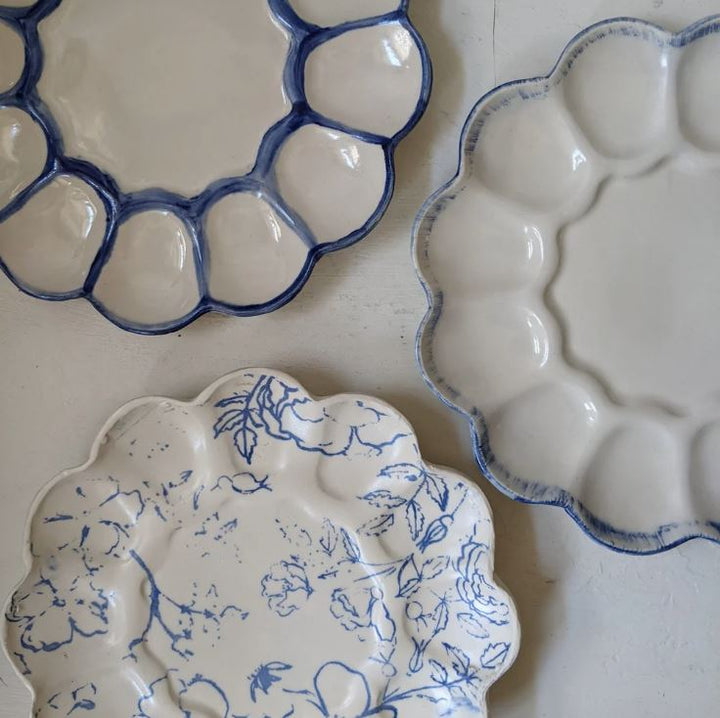 Blue Border Egg Plate