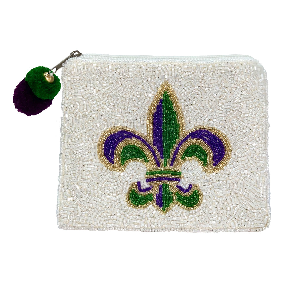 Fleur De Lis Beaded Coin Purse