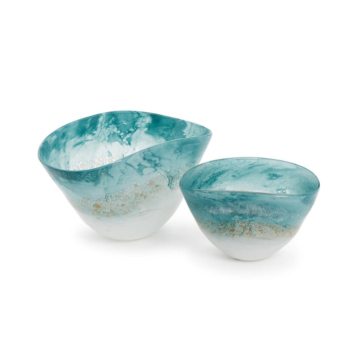 Hand-Blown Glass Seafoam Bowl