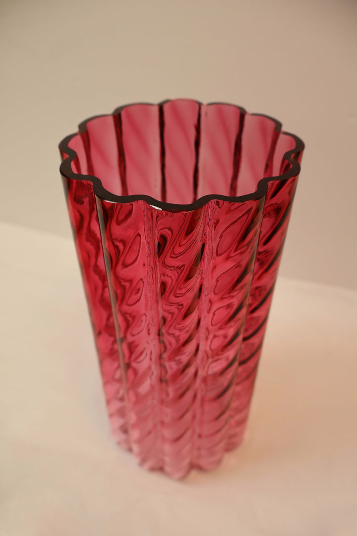 Cranberry Ripple Vase