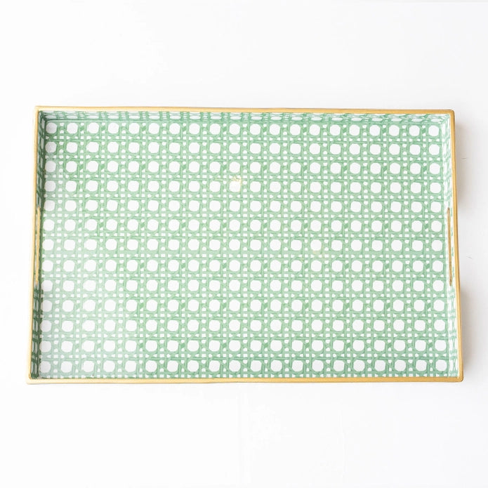Green Cane Rectangular Tray