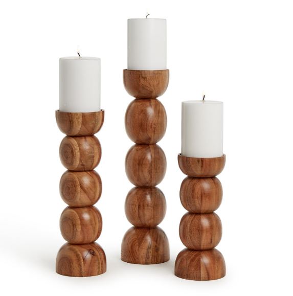 Sphere Hand Crafted Pillar Candle Holder Pair