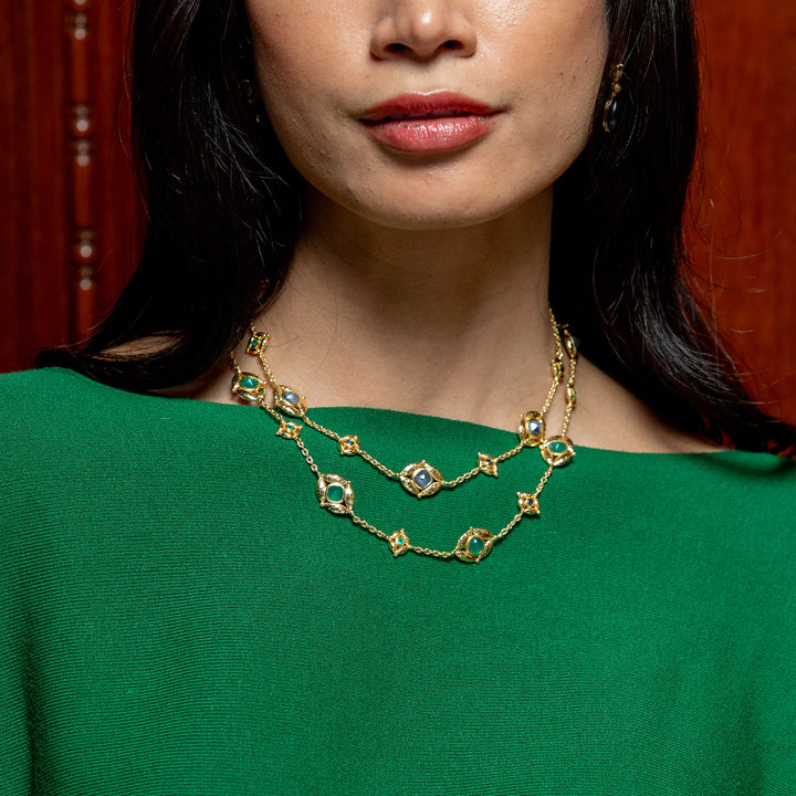 Mystic Eye Double Sided Necklace, 32" - Blue Labra
