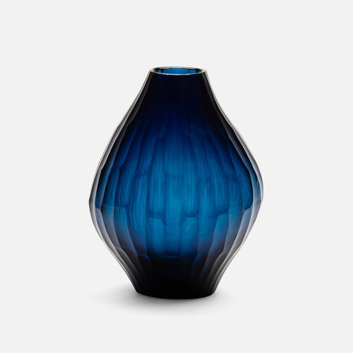 Striated Blue Glass Vase