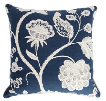 Kensington Embroidery Pillow-Navy