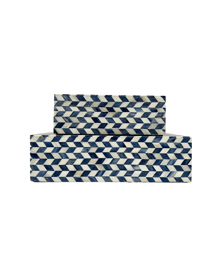 Blue &amp; White Chevron Box- Small