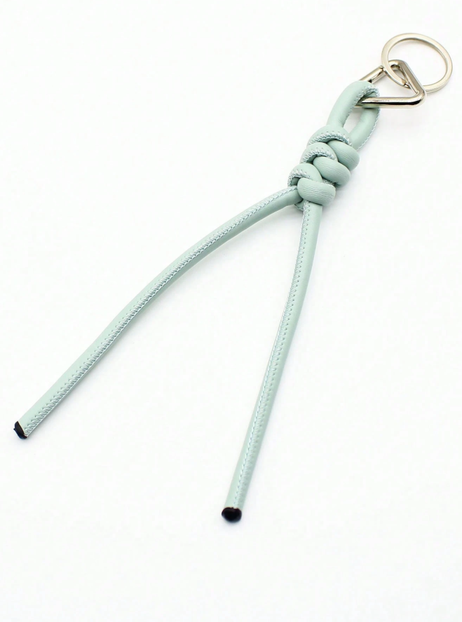 Woven Knot Bag Charm Keychain- Light Blue