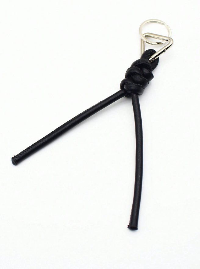 Woven Knot Bag Charm Keychain- Black