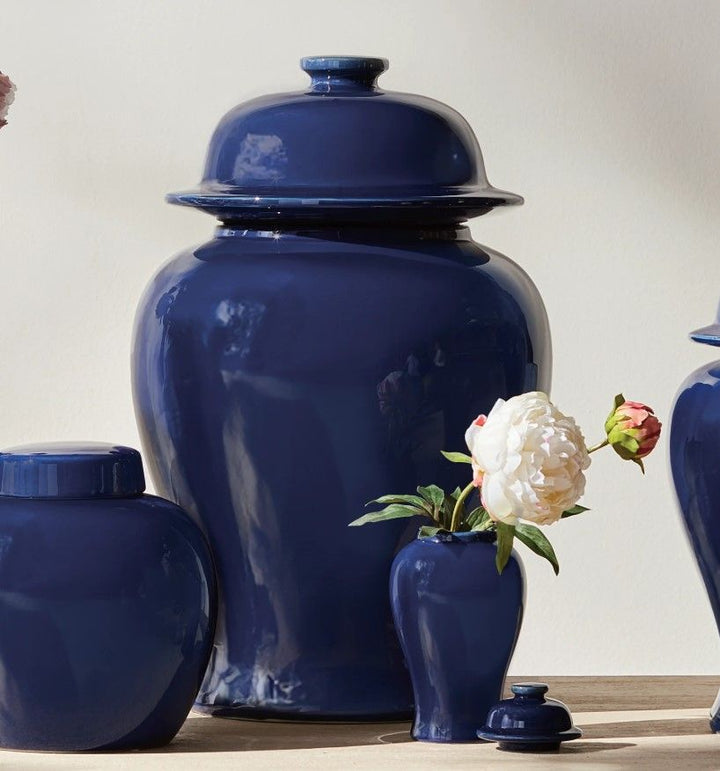 Koa Large Navy Lidded Ginger Jar