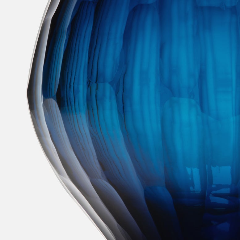 Striated Blue Glass Vase
