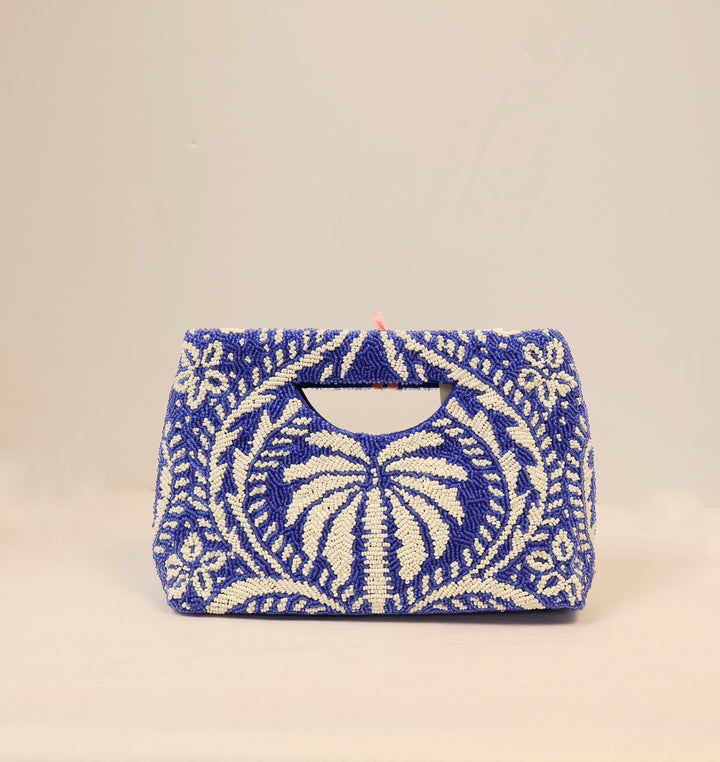 Cut Out Handle - Dk Blue White Palm