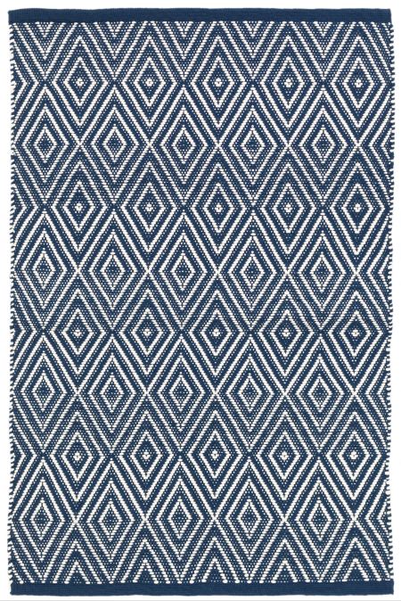 Diamond Navy/Ivory Handwoven Indoor/Outdoor Rug