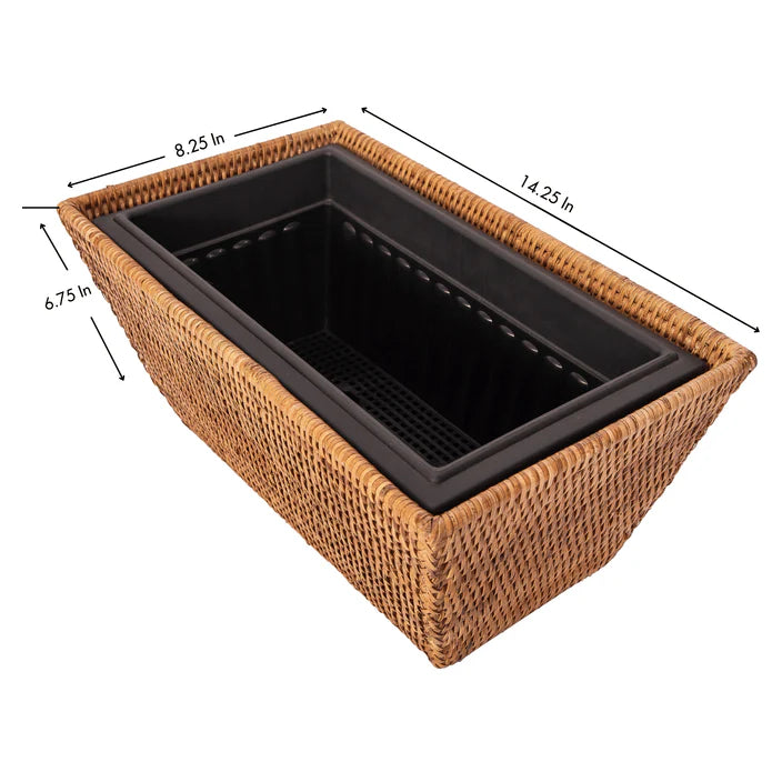 Rattan Rectangular Planter w/ Insert