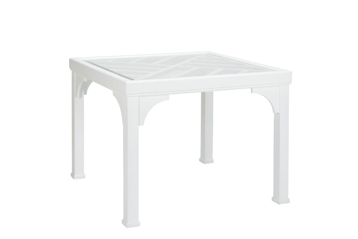 White Fretwork Square Table