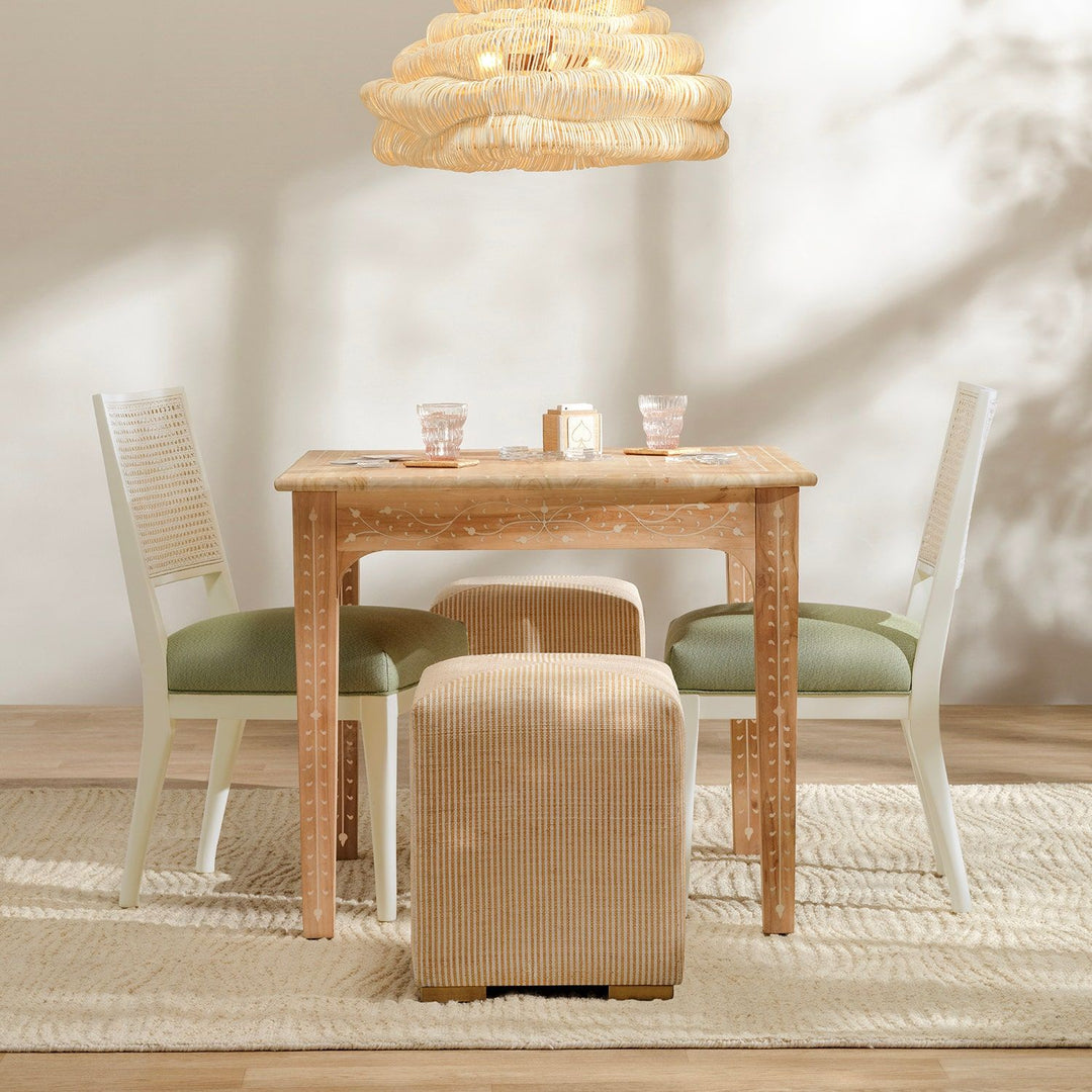 Teak Bone Inlay Game Table