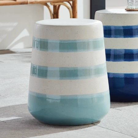 Light Blue Striped Stool