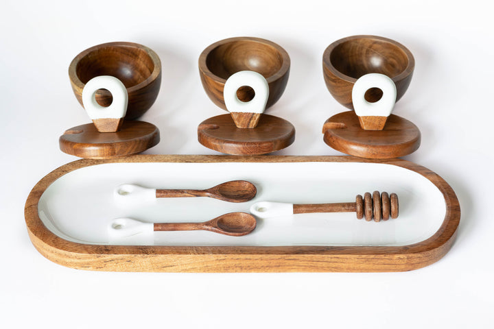 Acacia Wood Dipping Bowl Set