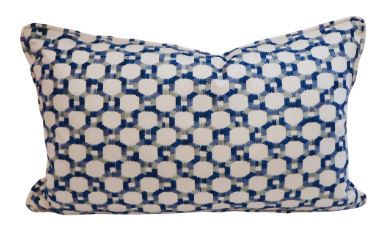 Island Trellis Embroidered Pillow-Blue