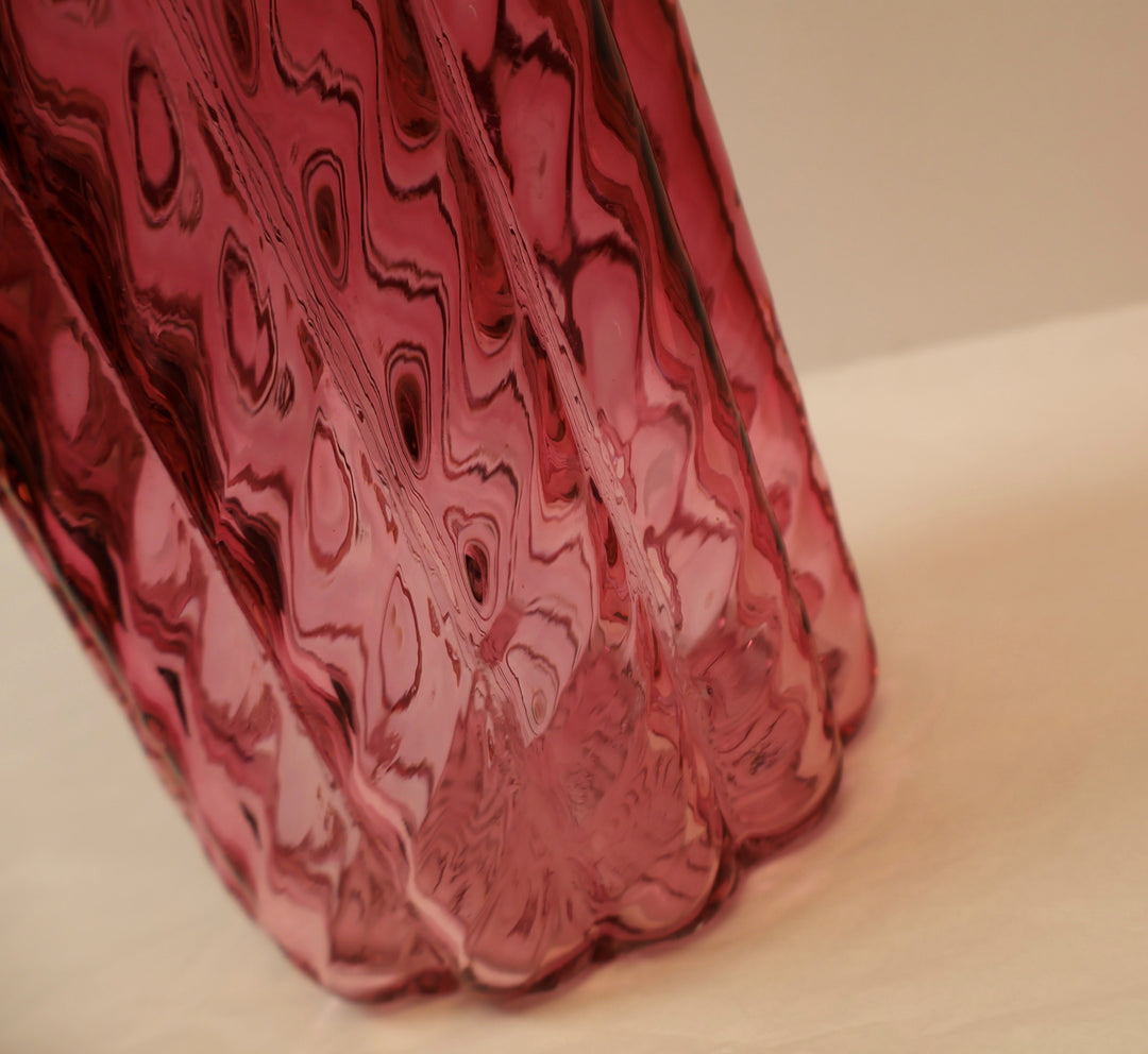 Cranberry Ripple Vase