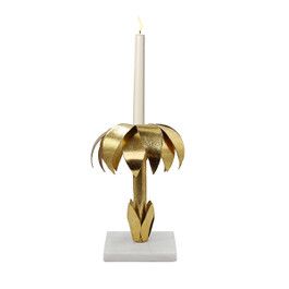 Gold Leaf Palm Tree Candle Holder Pair