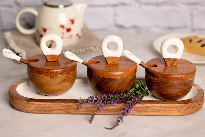 Acacia Wood Dipping Bowl Set