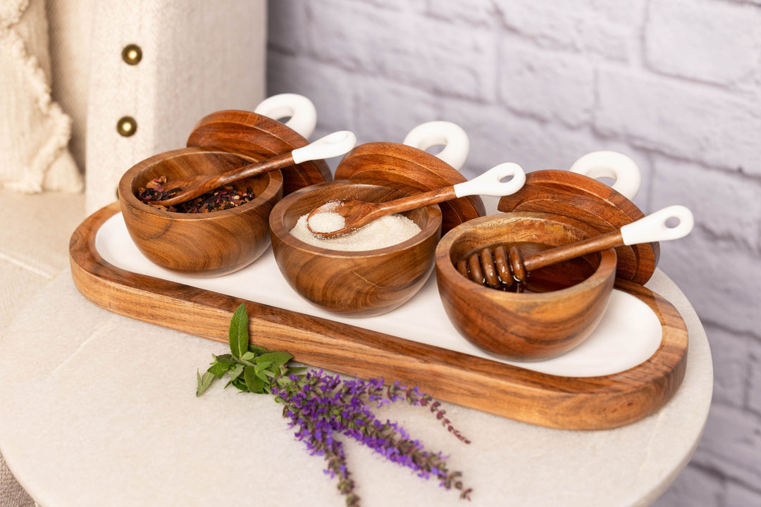 Acacia Wood Dipping Bowl Set