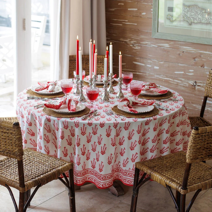 Sagar Red &amp; Pink Tablecloth