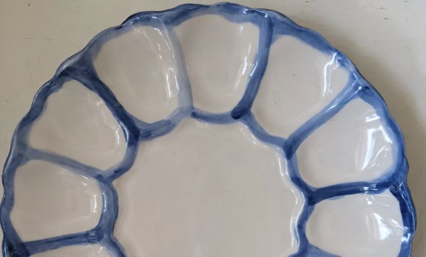 Blue Border Egg Plate