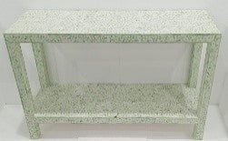 Green &amp; White Bone Inlay Floral Console