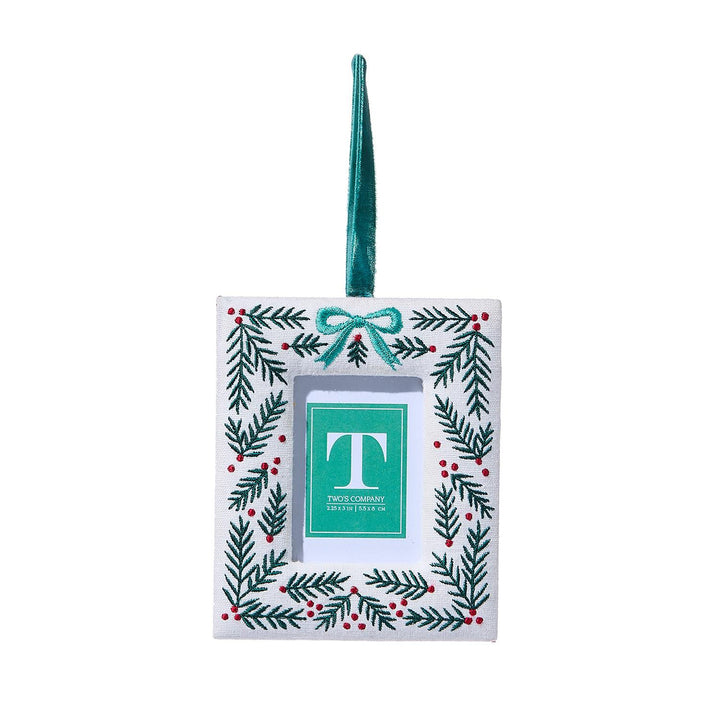 Embroidered Holiday Photo Frame Ornament