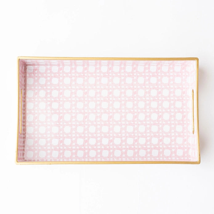 Pink Cane Vanity Tray