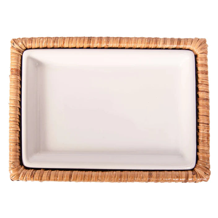 Rattan Soap Dish w/ Ceramic Insert