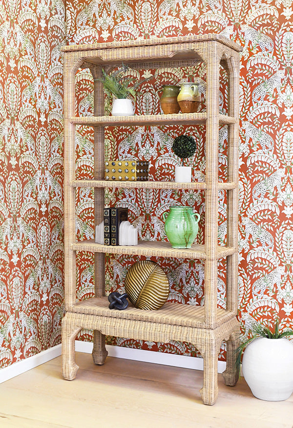 Ming Style Etagere in Woven Rattan