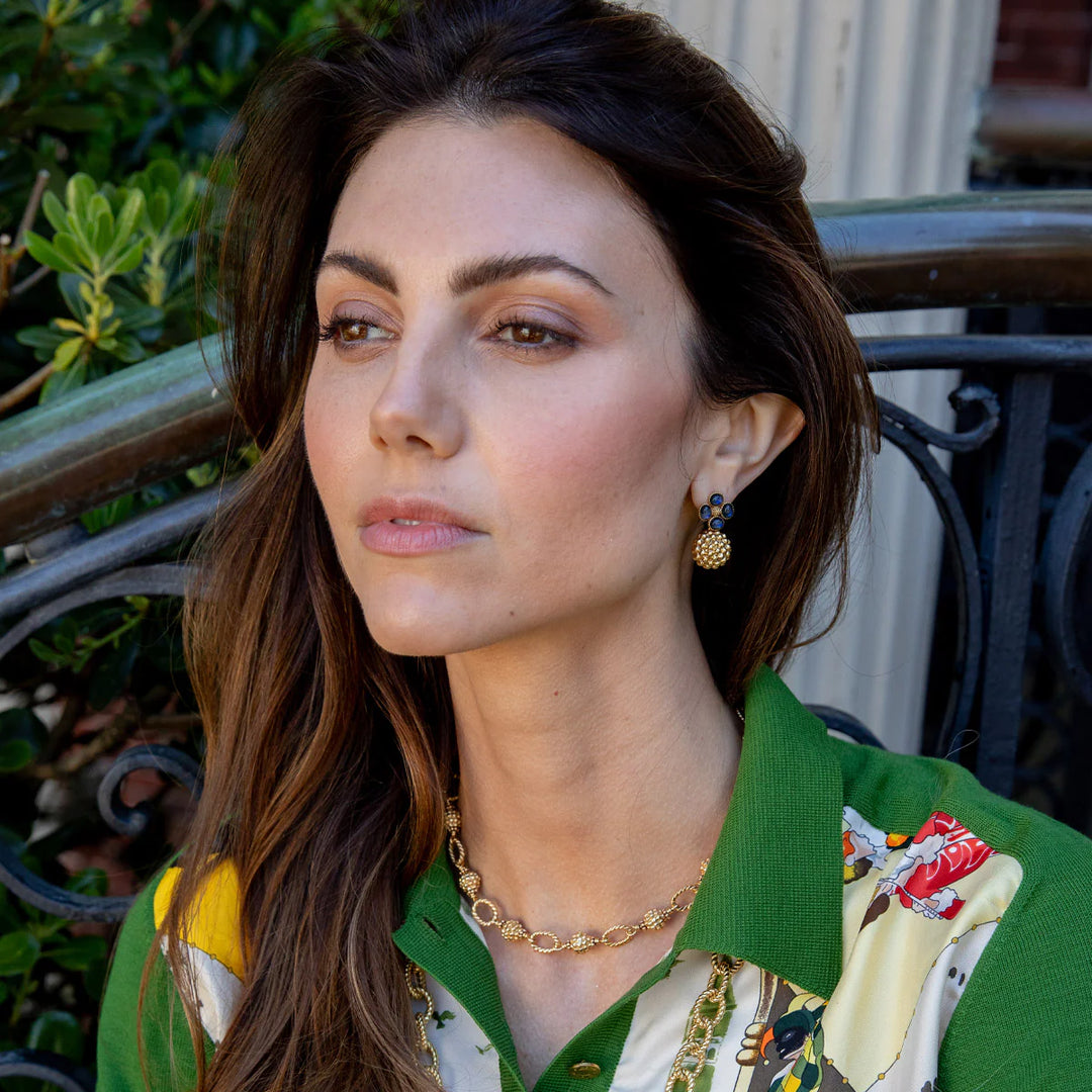 Berry Clover Drop Earrings- Malachite