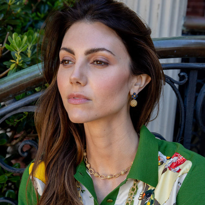 Berry Clover Drop Earrings- Malachite