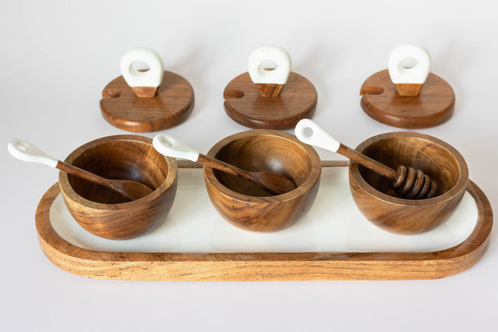 Acacia Wood Dipping Bowl Set