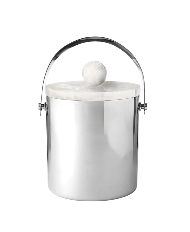 White Resin &amp; Stainless Steel Ice Bucket
