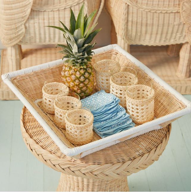 White Colored Edge Rattan Tray